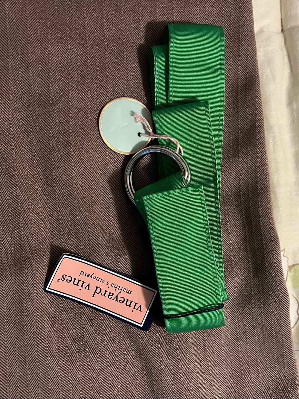 Vineyard Vines Men’s Green Ribbon D Ring Belt Size XL